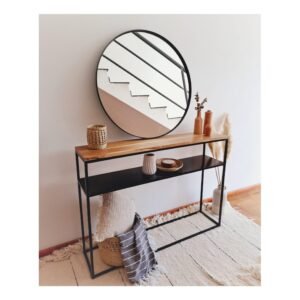 RECIBIDOR DOBLE ESTANTE METÁLICO Y MADERA